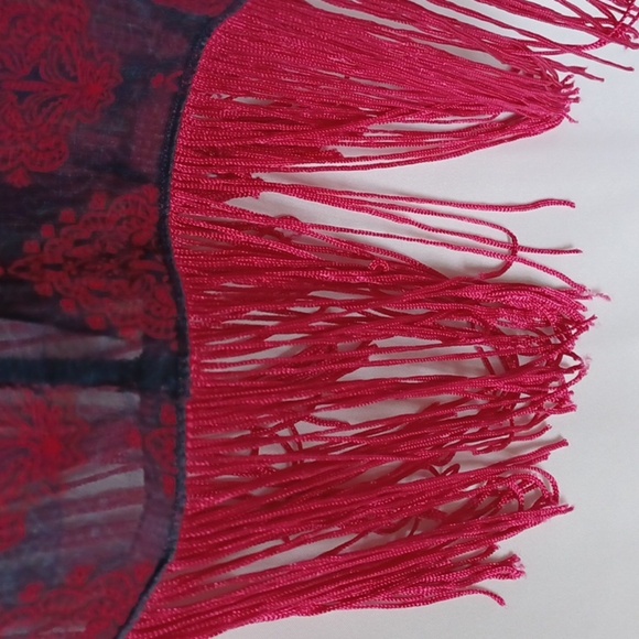 LuLaRoe "Monroe" Kimono, Navy & Hot Pink, fringe, L - Picture 8 of 8